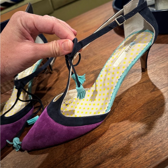 Boden Alice Suede Ankle Strap Tasseled Heels - Picture 5 of 6